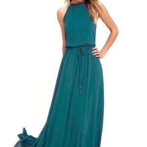Lulus Be Mellow Teal Halter Maxi